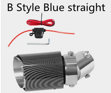 Toba de eșapament universală din fibră de carbon, luminoasă, cu LED-uri albastre și roșii