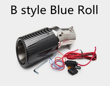 Toba de eșapament universală din fibră de carbon, luminoasă, cu LED-uri albastre și roșii