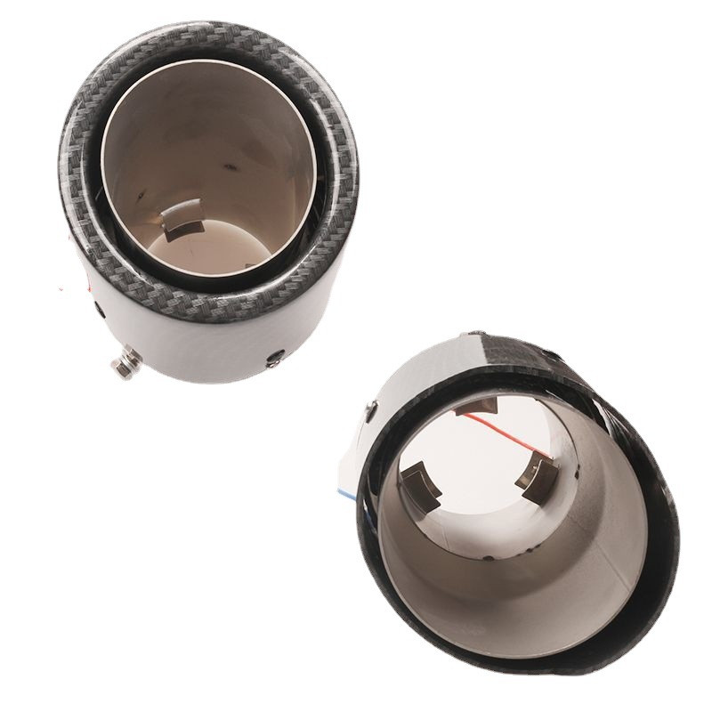 Toba de eșapament universală din fibră de carbon, luminoasă, cu LED-uri albastre și roșii