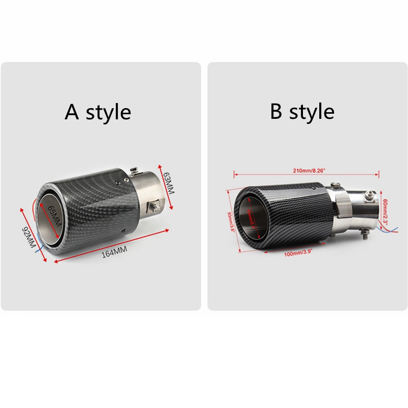 Toba de eșapament universală din fibră de carbon, luminoasă, cu LED-uri albastre și roșii