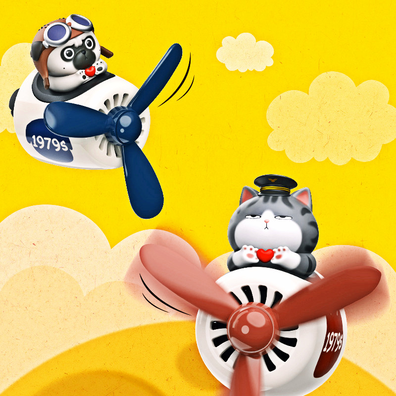 Avion mic creativ Odorizant pentru aromoterapie pentru mașină Pilot Elice rotativă Ieșire de aer Difuzor de parfum Accesorii interioare