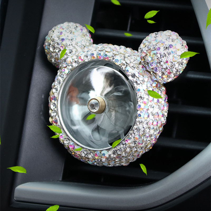 Bling Crystal autós légfrissítő autós parfüm szellőző kapocs gyémánt strassz aranyos rajzfilm Miki díszek Autós kiegészítők grillekhez