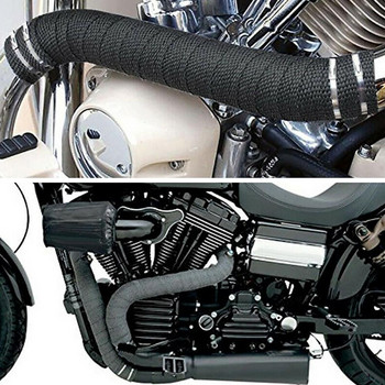 Θερμική ταινία εξάτμισης μοτοσικλέτας 5M /Roll Header Heat Wrap Πολλαπλή μονωτικές ταινίες Ανθεκτικές από υαλοβάμβακα Heat Wrap +4 Ties Kit