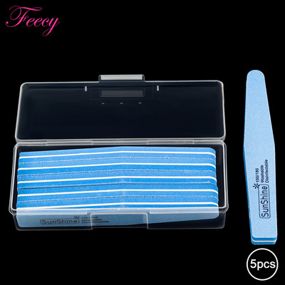 10 buc Pile de unghii Tampon cu cutie de depozitare 100/180 Pilă de manichiură cu granulație dublă pentru barcă puternică Hârtie abrazivă pentru șlefuire Nisip Instrument pentru arta unghiilor