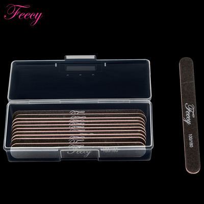 10 buc Pile de unghii Tampon cu cutie de depozitare 100/180 Pilă de manichiură cu granulație dublă pentru barcă puternică Hârtie abrazivă pentru șlefuire Nisip Instrument pentru arta unghiilor