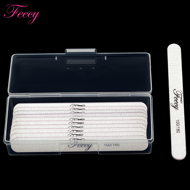 10 buc Pile de unghii Tampon cu cutie de depozitare 100/180 Pilă de manichiură cu granulație dublă pentru barcă puternică Hârtie abrazivă pentru șlefuire Nisip Instrument pentru arta unghiilor