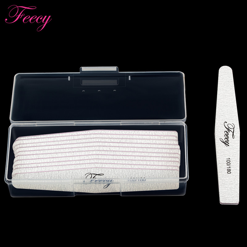 10 buc Pile de unghii Tampon cu cutie de depozitare 100/180 Pilă de manichiură cu granulație dublă pentru barcă puternică Hârtie abrazivă pentru șlefuire Nisip Instrument pentru arta unghiilor