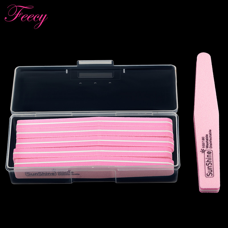 10 buc Pile de unghii Tampon cu cutie de depozitare 100/180 Pilă de manichiură cu granulație dublă pentru barcă puternică Hârtie abrazivă pentru șlefuire Nisip Instrument pentru arta unghiilor