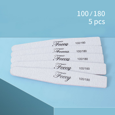 Turpije za nokte 100 180 Zrnatost Udvostručene strane Nail Art Manikura Pedikura Alati Brusni papir Čvrsti debeli pufer Brusna turpija Half Moon Lime
