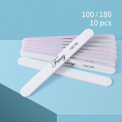 Turpije za nokte 100 180 Zrnatost Udvostručene strane Nail Art Manikura Pedikura Alati Brusni papir Čvrsti debeli pufer Brusna turpija Half Moon Lime