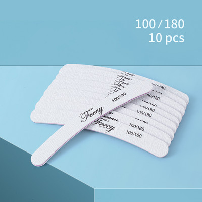 Turpije za nokte 100 180 Zrnatost Udvostručene strane Nail Art Manikura Pedikura Alati Brusni papir Čvrsti debeli pufer Brusna turpija Half Moon Lime