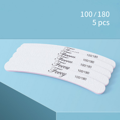 Turpije za nokte 100 180 Zrnatost Udvostručene strane Nail Art Manikura Pedikura Alati Brusni papir Čvrsti debeli pufer Brusna turpija Half Moon Lime