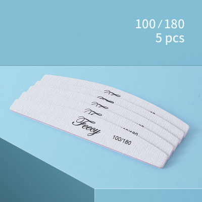 Turpije za nokte 100 180 Zrnatost Udvostručene strane Nail Art Manikura Pedikura Alati Brusni papir Čvrsti debeli pufer Brusna turpija Half Moon Lime