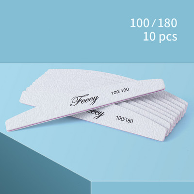Turpije za nokte 100 180 Zrnatost Udvostručene strane Nail Art Manikura Pedikura Alati Brusni papir Čvrsti debeli pufer Brusna turpija Half Moon Lime