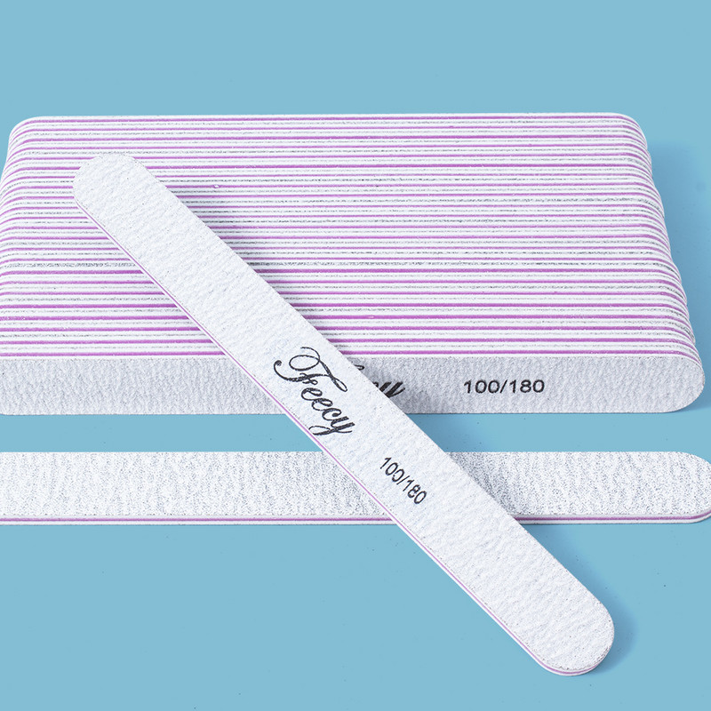 Nagų dildės 100 180 grūdėtumo dvigubos pusės Nagų dailės manikiūro pedikiūro įrankiai Švitrinis popierius Stiprus, storas buferis Half Moon Lime šlifavimo dildė