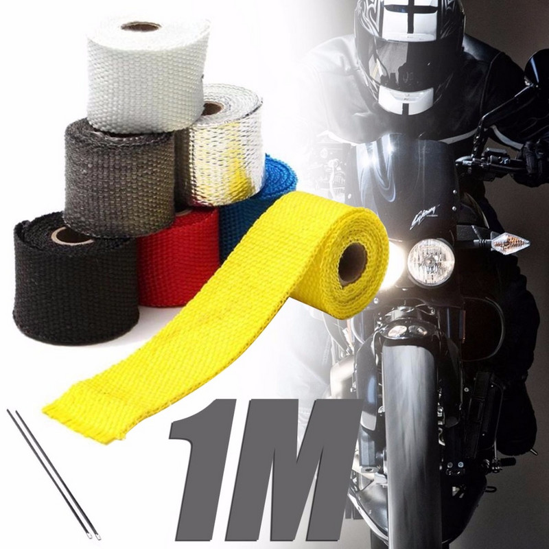 1PC 1M rolă din fibră de sticlă auto motocicletă țeavă de evacuare header izolație bandă de înveliș termic pentru menținerea răcitorului compartimentului motorului