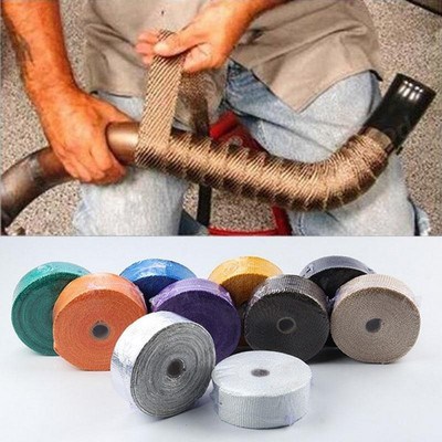 Car Motorcycle Heat Exhaust Incombustible Tape Turbo 1.5mm*25*5m Heat Exhaust Wrap Thermal Stainless Ties Motorcycle Parts