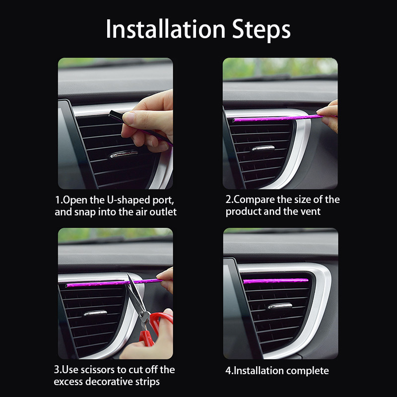 10 buc 20 cm priză universală pentru aer condiționat auto benzi decorative în formă de U Accesorii pentru modificarea decorațiunii auto