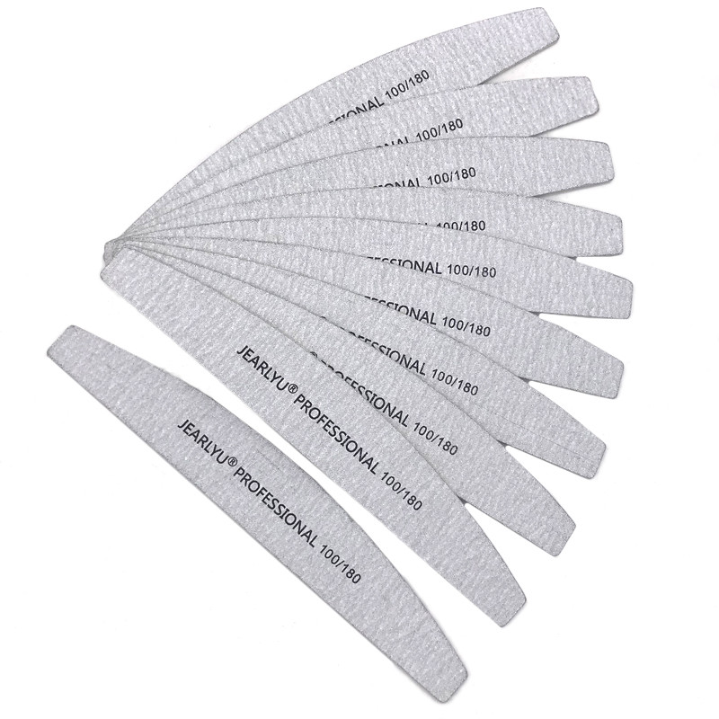 10 buc pile de unghii din lemn, 100/180, tampon profesional pentru unghii, puternic, gros, șmirghel, șlefuit, șlefuit, tip banană, pile de unghii lime a ongle