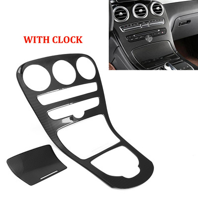 Automašīnas centra konsoles paneļa apdares vāka apdare Mercedes Benz C-Class W205 C180L C200 C300 GLC X253 2015-18 oglekļa šķiedras ABS