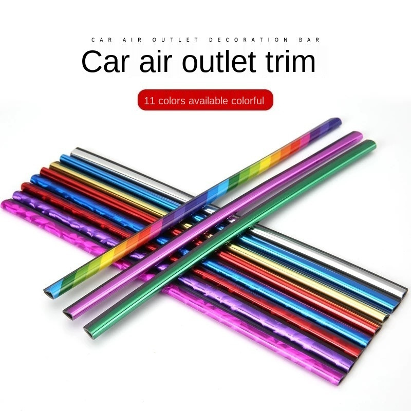 10 bucăți garnitură pentru ieșire de aer placare cu stil de mașină, bandă de turnare interioară de 20 cm, PVC moale, comutator pentru grila de ventilație, accesorii pentru interiorul mașinii