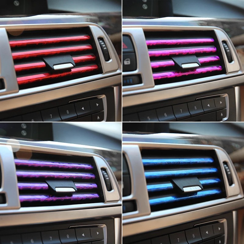 10 bucăți garnitură pentru ieșire de aer placare cu stil de mașină, bandă de turnare interioară de 20 cm, PVC moale, comutator pentru grila de ventilație, accesorii pentru interiorul mașinii