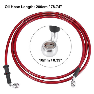 Motoforti universaalne 40 cm mootorratta piduri siduri õlivoolik toru punane hüdrauliline tugevdatud roostevabast terasest punutud voolik