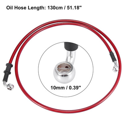 Motoforti Универсален 40 см спирачен съединител за мотоциклет Маслен маркуч Тръбопроводна тръба Червен хидравличен подсилен сплетен маркуч от неръждаема стомана