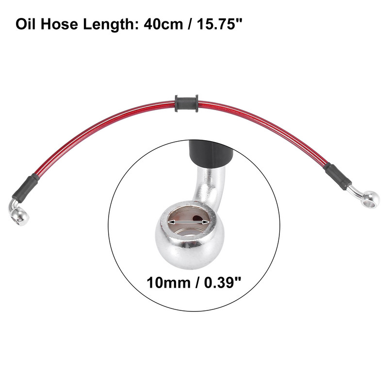 Motoforti universaalne 40 cm mootorratta piduri siduri õlivoolik toru punane hüdrauliline tugevdatud roostevabast terasest punutud voolik