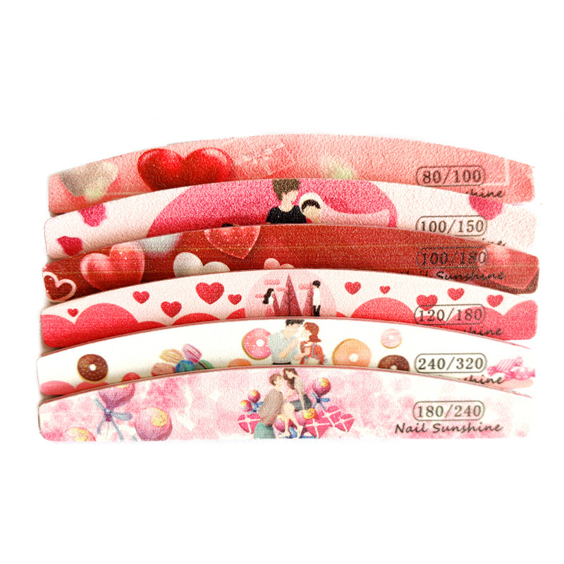 6 buc/lot pile de unghii 80/100/120/180/240 pile tampon de șlefuit pentru unghii Ziua Îndrăgostiților Dsign lac de unghii Instrumente profesionale pentru frumusețe