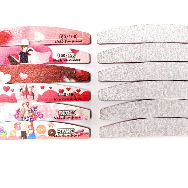 6 buc/lot pile de unghii 80/100/120/180/240 pile tampon de șlefuit pentru unghii Ziua Îndrăgostiților Dsign lac de unghii Instrumente profesionale pentru frumusețe