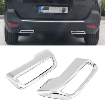 For Peugeot 3008 II 5008 T87 2017-2021 Car Rear Exhaust Muffler End Tip End Pipe Sticker Cover Accessories Decor Trim 2pcs/set