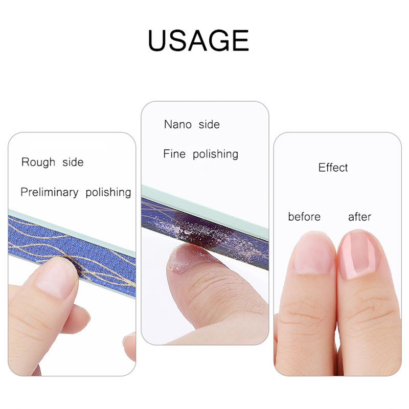 Dvipusis dizainas Nano stiklo nagų dildės Buferių rinkinys manikiūrui poliravimo įrankiai Priedai 9*1,4cm