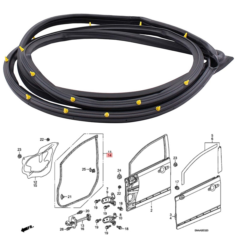 Bal első ajtó időjárásálló gumi tömítés Honda Civic Sedan 2006-2011 72350-SNE-A01