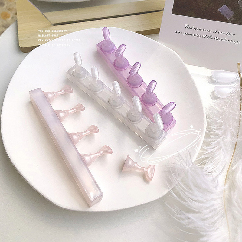 5 buc. Sfaturi pentru unghii false Exersare antrenament Stand Suport bază Aurora Acrilic Nail Art Lac Display Instrumente pentru manichiură Puternic magnetic