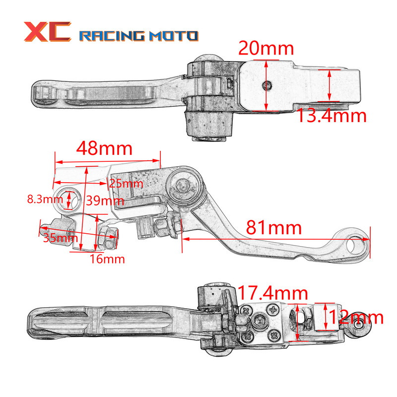 Pârghie pliabilă pentru ambreiaj frână față motocicletei de 7/8" 22mm nouă pentru HONDA CRF450X CRF450R CR250R CRF250R CRF250X CR125R 1996-2022