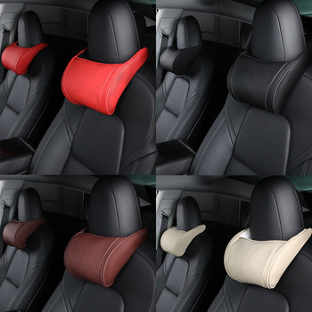 Възглавница за врата Възглавница за облегалка за глава за Tesla Model 3 YXS Memory Leather Neck Waist Cushion Auto Seat Head Support Model3