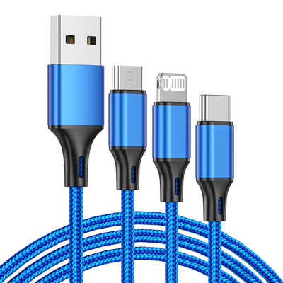 Cablu USB OTTWN 3A 3 în 1 tip C Cablu de telefon mobil micro multiplu de încărcare rapidă pentru iPhone 14 13 Pro Max Xiaomi 12 POCO Samsung