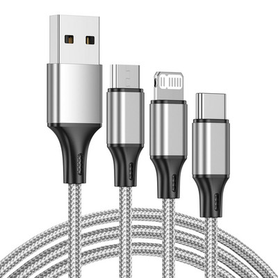 Cablu USB OTTWN 3A 3 în 1 tip C Cablu de telefon mobil micro multiplu de încărcare rapidă pentru iPhone 14 13 Pro Max Xiaomi 12 POCO Samsung