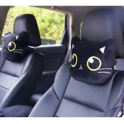 ATsafepro Slatka crna mačka Jastuk za automobil Crtani jastuk za glavu Jastuk za lumbalni dio Navlaka za sigurnosni pojas Uređenje interijera automobila Nosači sjedala