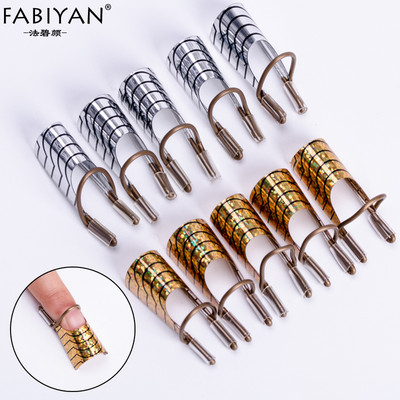 10db /2 szett újrafelhasználható kettős arany ezüst formájú körömdíszítés C Curve akril gél UV francia tippek eszköz manikűr DIY hosszabbító útmutató