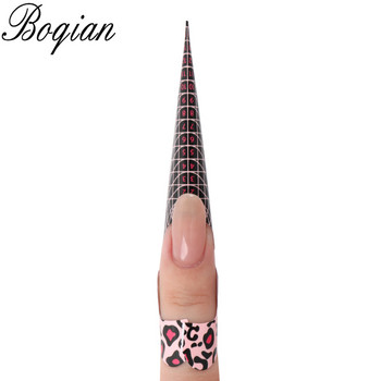 BQAN Leopard French Nail Form Tips Златни инструменти за изкуство за удължаване на ноктите за нокти Гел за удължаване Стикер Акрилен накрайник за маникюр