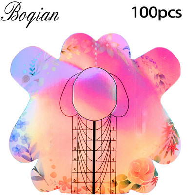 BQAN Leopard French Nail Form Tips Gold Nail Extension Instrumente de artă pentru unghii Gel Extension Sticker Acrilic Manichiură