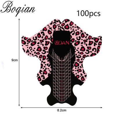 BQAN Leopard French Nail Form Tips Gold Nail Extension Instrumente de artă pentru unghii Gel Extension Sticker Acrilic Manichiură