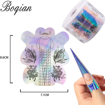 BQAN Leopard French Nail Form Tips Gold Nail Extension Instrumente de artă pentru unghii Gel Extension Sticker Acrilic Manichiură