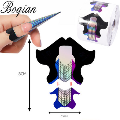 BQAN Leopard French Nail Form Tips Gold Nail Extension Instrumente de artă pentru unghii Gel Extension Sticker Acrilic Manichiură