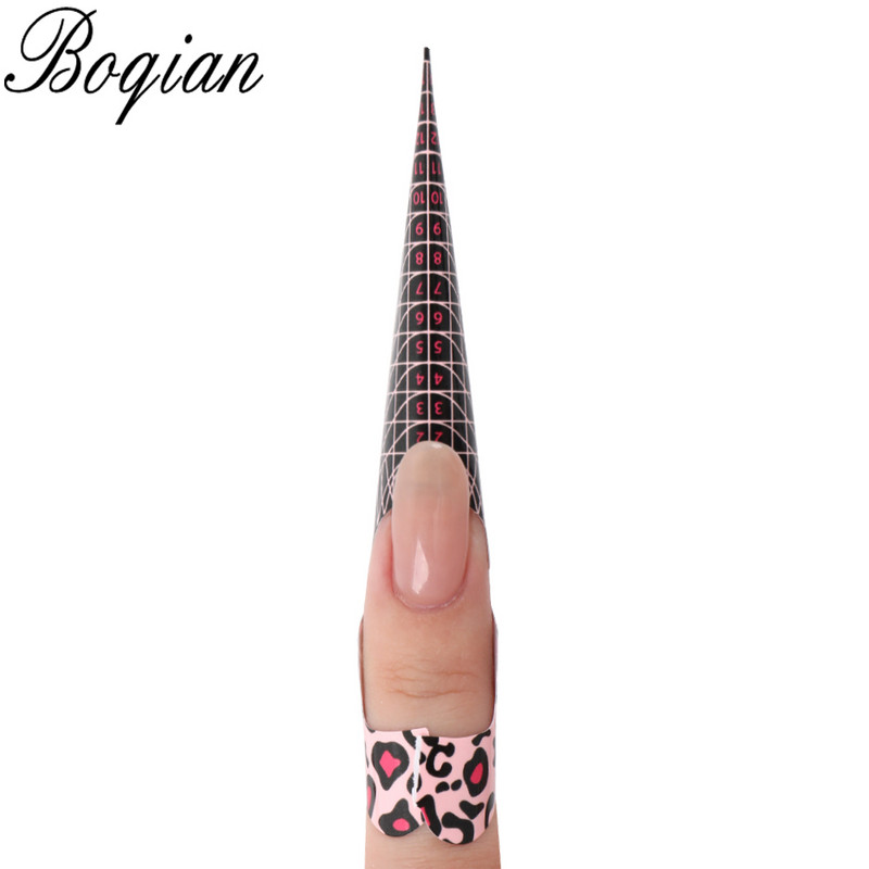 BQAN Leopard French Nail Form Tips Gold Nail Extension Instrumente de artă pentru unghii Gel Extension Sticker Acrilic Manichiură