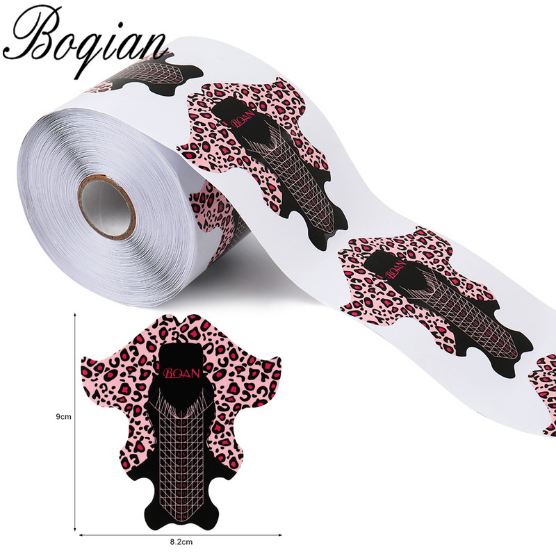 BQAN Leopard French Nail Form Tips Gold Nail Extension Instrumente de artă pentru unghii Gel Extension Sticker Acrilic Manichiură