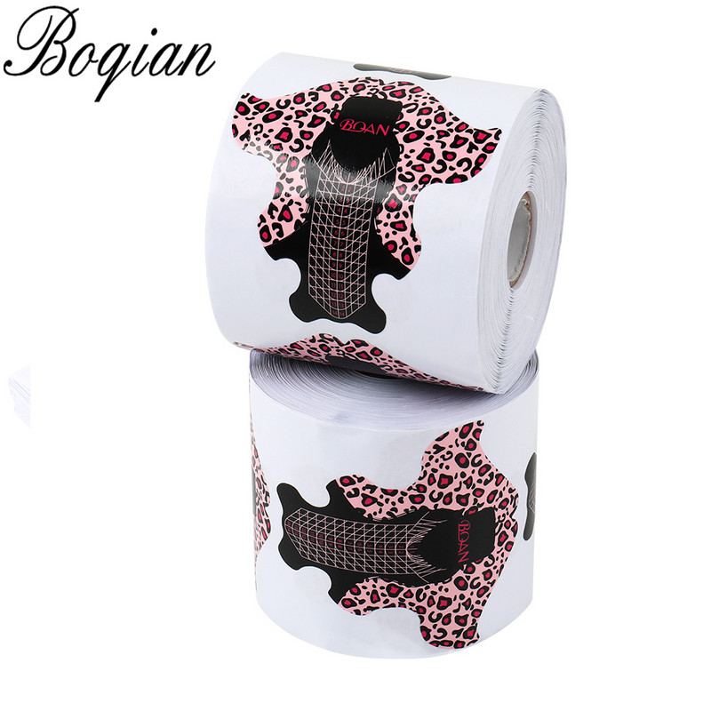 BQAN Leopard French Nail Form Tips Gold Nail Extension Instrumente de artă pentru unghii Gel Extension Sticker Acrilic Manichiură