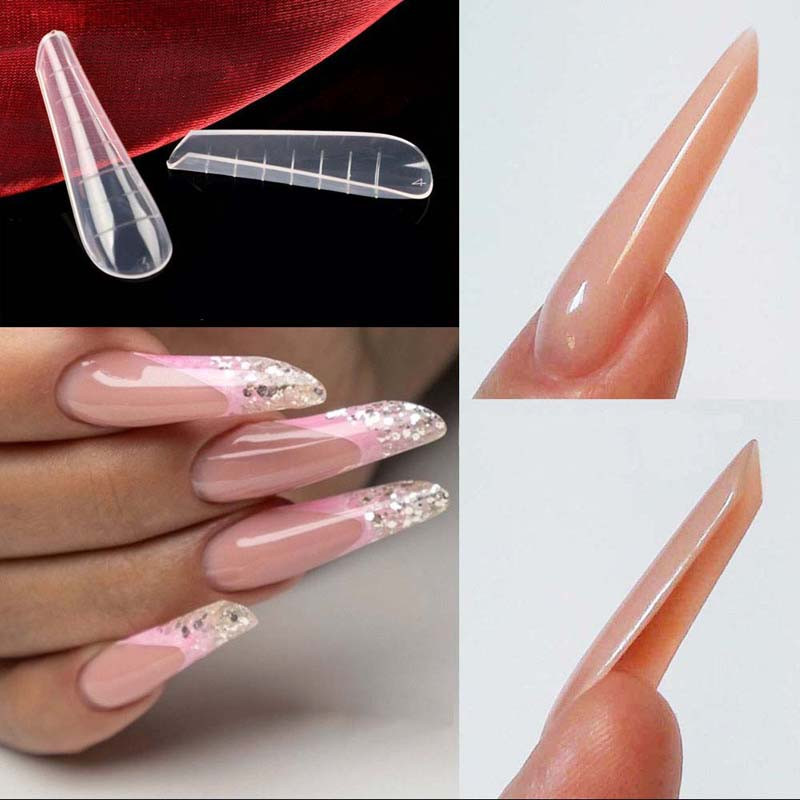 Körömformák Poly UV Finger teljes akril gél meghosszabbított hamis hegyek klip DIY Quick Building körömhosszabbító művészet kettős forma